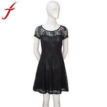 3 Colors Women Dress Ladies Short Sleeve Bodycon evening Elegant Black\Blue\Red Crochet Lace Dresses IMY66