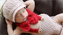 3 Pcs Handmade Crochet Knitted Beanie Hat&Tie Bow&Bib Pants Overall Costume Outfitborn Baby Photography Props IMY66