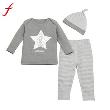 3 Pcs/Set Cute Baby Clothing Sets Baby Boy Cotton Star Printed Bebe Clothes Suit Hat+T-shirt+Pants IMY66