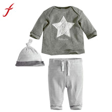 3 Pcs/Set Cute Baby Clothing Sets Baby Boy Cotton Star Printed Bebe Clothes Suit Hat+T-shirt+Pants IMY66