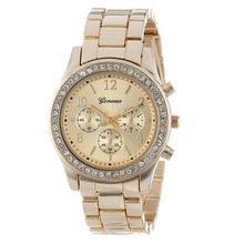 3 pcs/Lot Geneva Watches Silver Gold Rose Gold Plated Classic Stainless Steel Rhinestone Watch Relogio Feminino IMY66