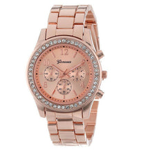 3 pcs/Lot Geneva Watches Silver Gold Rose Gold Plated Classic Stainless Steel Rhinestone Watch Relogio Feminino IMY66