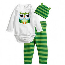 3pc Cotton Children Cartoon Clothing Set Long Sleeves Infantborn Rompers Overall T-shirt Hat For Baby Boys Girls IMY66