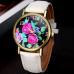 4 Colors Women PU Leather Rose Floral Printed Casual Analog Quartz Wrist Dress Watch Relogio Clock Hours IMY66