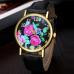 4 Colors Women PU Leather Rose Floral Printed Casual Analog Quartz Wrist Dress Watch Relogio Clock Hours IMY66