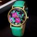 4 Colors Women PU Leather Rose Floral Printed Casual Analog Quartz Wrist Dress Watch Relogio Clock Hours IMY66