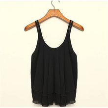 4 Colors Women Clothing Sexy Double Strap Bilayer Sleeveless Shirt Chiffon Loose Vest Tank Tops Blouse blusas IMY66