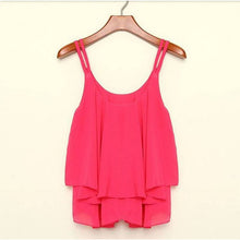 4 Colors Women Clothing Sexy Double Strap Bilayer Sleeveless Shirt Chiffon Loose Vest Tank Tops Blouse blusas IMY66