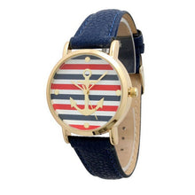 5 Colors PU Leather strap Striped Anchor Watches Women Dress Watches Relogio feminino Clock Hours IMY66