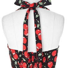 50s 60s Vintage Dress Women Sleeveless Cherry Printing Dress With Belt Sexy Party Dress vestidos femininos IMY66
