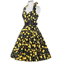 50s 60s Vintage Dress Women Sleeveless Cherry Printing Dress With Belt Sexy Party Dress vestidos femininos IMY66