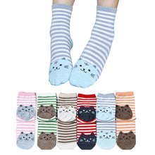 6Pair/Set Cute 3D Cat Animals Striped Cartoon Socks Women Cat Footprints Cotton Socks Floor Socks For Women IMY66