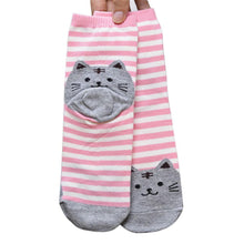 6Pair/Set Cute 3D Cat Animals Striped Cartoon Socks Women Cat Footprints Cotton Socks Floor Socks For Women IMY66