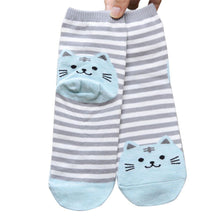 6Pair/Set Cute 3D Cat Animals Striped Cartoon Socks Women Cat Footprints Cotton Socks Floor Socks For Women IMY66