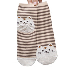 6Pair/Set Cute 3D Cat Animals Striped Cartoon Socks Women Cat Footprints Cotton Socks Floor Socks For Women IMY66