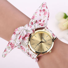 7 Colors esign Ladies flower cloth wrist watch women dress watch fabric watch sweet girls watch IMY66