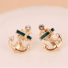 Attactive Beautiful Shiny Women Crystal Rhinestone Sailor Anchor Ear Stud Earrings IMY66