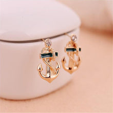 Attactive Beautiful Shiny Women Crystal Rhinestone Sailor Anchor Ear Stud Earrings IMY66