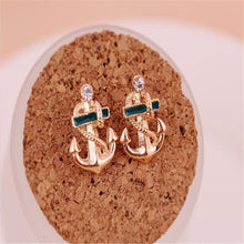 Attactive Beautiful Shiny Women Crystal Rhinestone Sailor Anchor Ear Stud Earrings IMY66