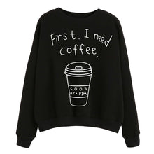 Casual T-Shirt Women First I Need Coffee long Sleeve Letter Print Sweatshirt Pullovers Tee Shirts camisetas y toP IMY66