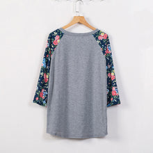 Casual T-Shirts For Women Floral Print Splice Pocket Round Neck Pullover Tops Tee shirt femme camisetas y tops IMY66
