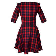Dress Women Casual Dress Sexy Plaid O Neck Half Sleeve Party Mini Dresses vestido de festa Plus Size IMY66