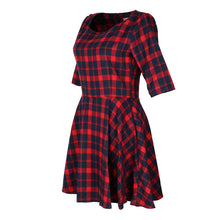 Dress Women Casual Dress Sexy Plaid O Neck Half Sleeve Party Mini Dresses vestido de festa Plus Size IMY66