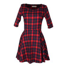 Dress Women Casual Dress Sexy Plaid O Neck Half Sleeve Party Mini Dresses vestido de festa Plus Size IMY66