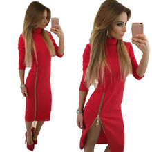 Dress For Women Zipper Dresses Casual Long Sleeve Long Maxi Dress vestidos femininos IMY66