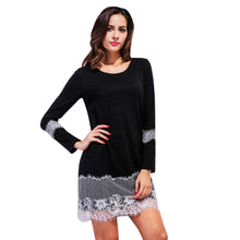 Dress For Women Ladies Casual Long Sleeve Round Neck Lace Splice Slim Party Mini Dress vestidos de festa IMY66
