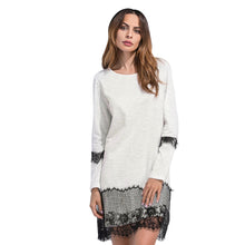 Dress For Women Ladies Casual Long Sleeve Round Neck Lace Splice Slim Party Mini Dress vestidos de festa IMY66