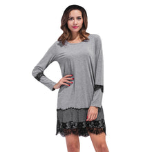 Dress For Women Ladies Casual Long Sleeve Round Neck Lace Splice Slim Party Mini Dress vestidos de festa IMY66