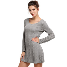 Dress For Women Ladies Solid Long Sleeve Crewneck Jumper Slim Casual Knitted Sweater Mini Dress Vestido de festa IMY66