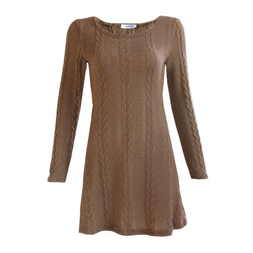 Dress For Women Ladies Solid Long Sleeve Crewneck Jumper Slim Casual Knitted Sweater Mini Dress Vestido de festa IMY66