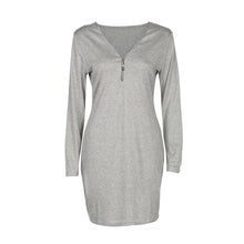 Dress For Women Ladies Zipper Sexy V Neck Long Sleeve Bodycon Sheath Party Evening Mini Dress vestidos femininos IMY66