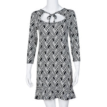 Dress For Women Long Sleeve Slim Open Chest Pleated Black and White Printing Sexy Party Dress Vestidos Femininos IMY66