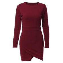 Dress For Womens Ladies Solid Long Sleeve Irregular Long Sleeve Bodycon Party Dress vestidos femininos IMY66