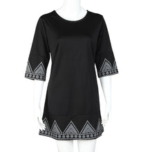 Dress Women Ladies Casual Vintage Round Neck Print Half Sleeve Party Mini Dress vestidos femininos IMY66