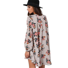 Dress Women Casual A Line Dresses Sexy V Neck Long-sleeved Loose Flowers Printing Mini Dress Vestidos Femininos IMY66