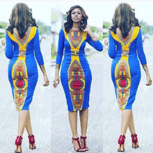 Dress Women Casual Long Sleeve African Print Dress Sexy Print Kaftan Sheath Dress vestidos femininos IMY66