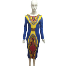 Dress Women Casual Long Sleeve African Print Dress Sexy Print Kaftan Sheath Dress vestidos femininos IMY66