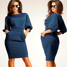 Dress Womens Casual Half Sleeve O-Neck Sheath Office Slim Dress Bodycon Bandage Party Midi Dress vestido feminino IMY66