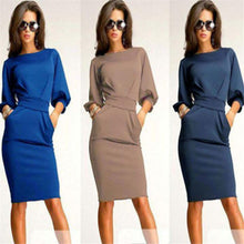 Dress Womens Casual Half Sleeve O-Neck Sheath Office Slim Dress Bodycon Bandage Party Midi Dress vestido feminino IMY66