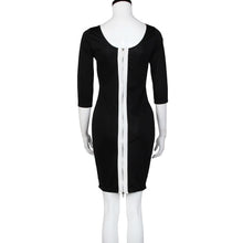 Elegant Dress For Women Sexy Silm Three-quarter Sleeve O Neck Geometric Stitching Party Dress vestidos de fiesta IMY66