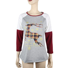 Reindeer Printed Tee Shirt For Women Long Sleeve Round Neck T-Shirts Tops camisetas y tops IMY66