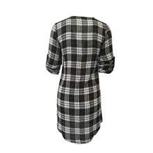 Shirt Dress For Women Sexy Lace Up Plaid Print Long Sleeve Casual Tops Bandage Dress Vestidos femininos IMY66