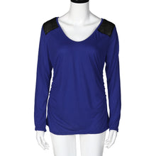 Women Casual Tops T-Shirt Sexy Long Sleeve Loose Stitching Patchwork Cotton Tee Shirts camisetas y toP IMY66