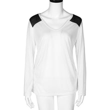 Women Casual Tops T-Shirt Sexy Long Sleeve Loose Stitching Patchwork Cotton Tee Shirts camisetas y toP IMY66