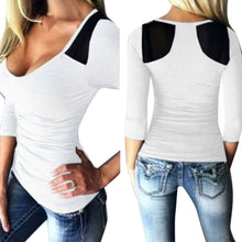 Women Casual Tops T-Shirt Sexy Long Sleeve Loose Stitching Patchwork Cotton Tee Shirts camisetas y toP IMY66