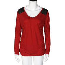 Women Casual Tops T-Shirt Sexy Long Sleeve Loose Stitching Patchwork Cotton Tee Shirts camisetas y toP IMY66